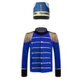 thumbnail image 1 of Hansber Veste de Smoking à Manches Longues pour Garçons avec Pompon, Uniforme de Majorette, Chapeau Bleu 4, 1 of 7