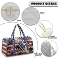 thumbnail image 7 of Garronmavis Large Quilted Duffle Bag for Women American Flag Palm Weekender Travel Carry On Overnight Gym Dance Tote Bag with Zipper Pockets, 7 of 7