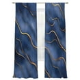 thumbnail image 7 of Abstract Marble Texture Sheer Curtains 108 inches Long 2 Panels Set Deep Blue Gold Wave Art Tiers Sheers Rod Pocket Small Window Short Curtains for Kitchen Cafe, Each 52" W x 108" L, 7 of 7