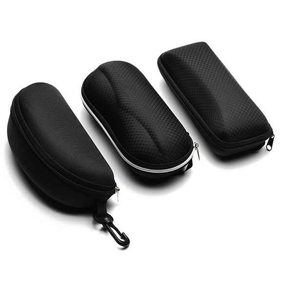 SPRING PARK Sunglasses Eyeglasses Zipper Hard Case Protective Box with Hook (Black)
