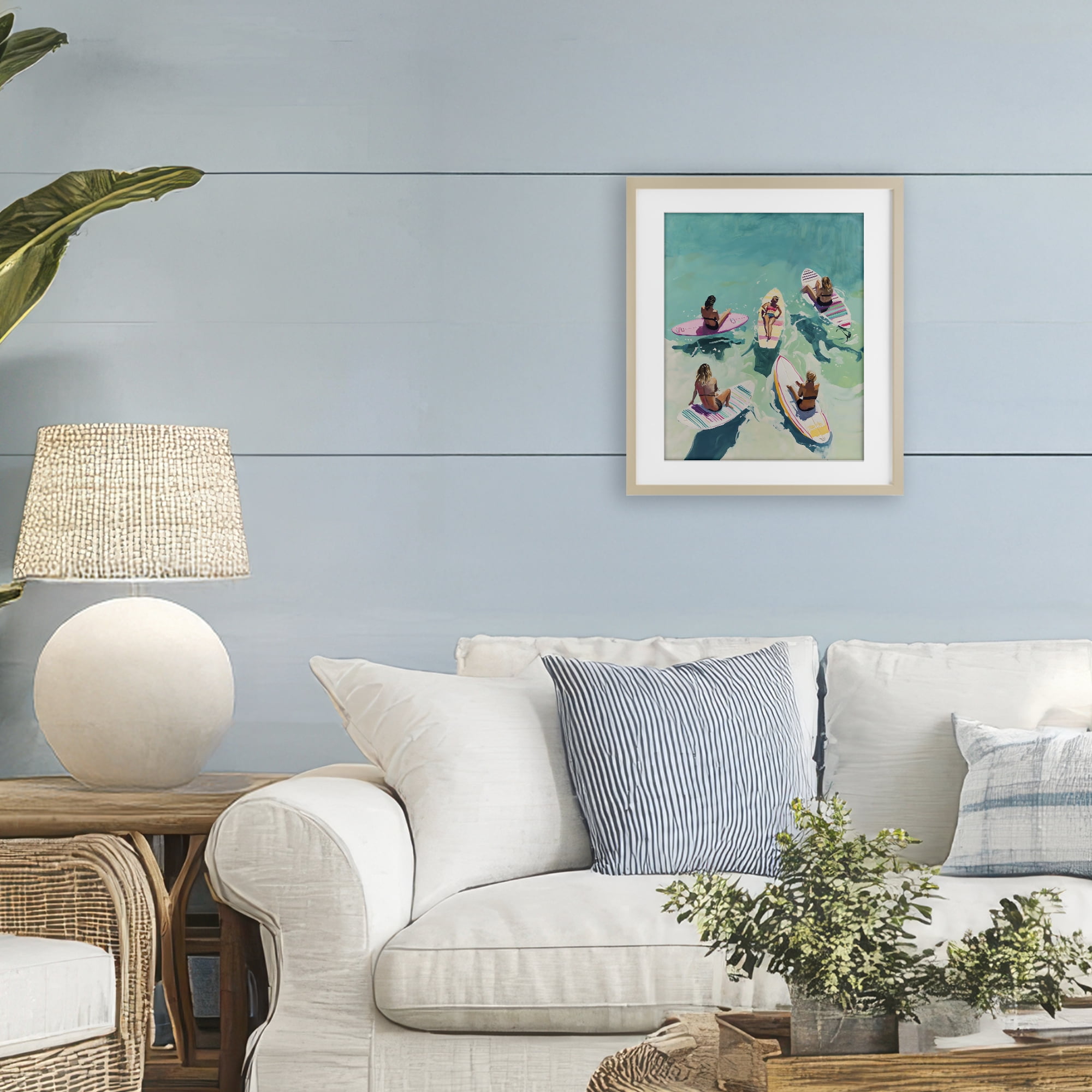 Stupell Industries Women Surfers at Turquoise Beach Birch Framed Print Under Glass, design by The Prints Vibe