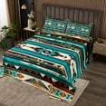 thumbnail image 2 of Western Quilt Set Geometric Aztec Bedspread Set King,Southwestern Coverlet Set Vintage Exotic Stripes Quilted,Geometry Triangle Western Decor for Home, 2 of 3