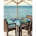 thumbnail image 3 of Fsddascl Coastal Ocean Outdoor Tablecloth - 54x54 Inch Square Dining Table Cover, Summer Abstract Stripe Ombre Fish Waterproof Outdoor Table Cloth with Umbrella Hole & Zipper for Picnic/Patio/Party, 3 of 7
