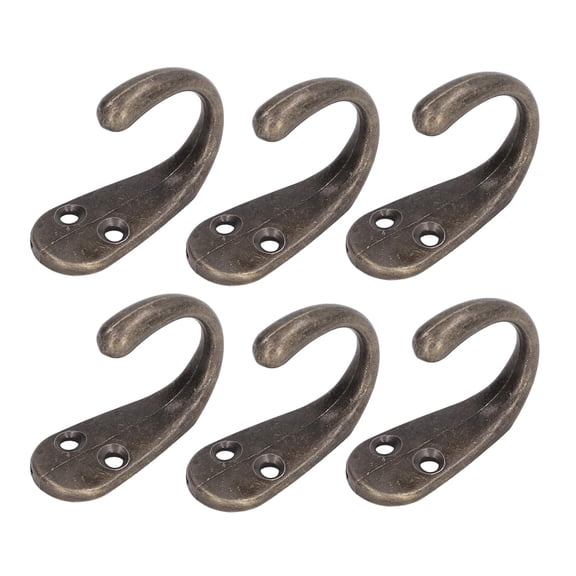 BIMZUC 20-Pack Vintage Wall Hooks Bronze Zinc Alloy Retro Style Decorative Hanging Coat Hooks for Farmhouse Kitchen Bathroom, Heavy Duty Rustic Wall Mounted Hooks with 40 Screws Included