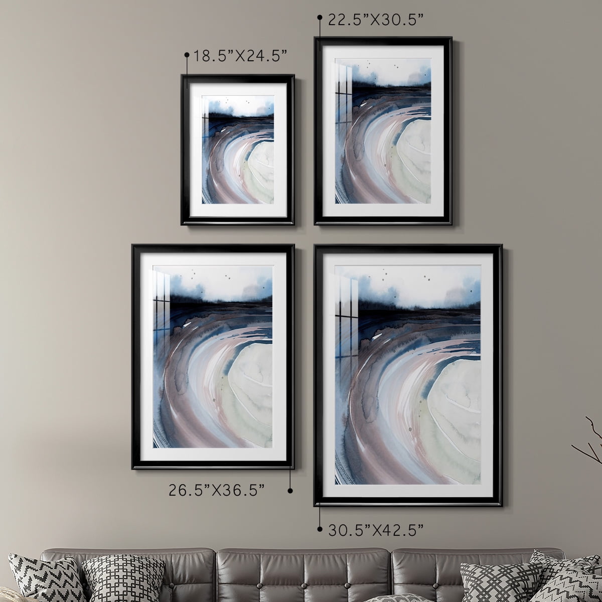 Wexford Home Geode Valley I Premium Framed Print, 26.5" x 36.5" - Ready to Hang, Black (Set of 2)