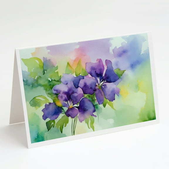 New Jersey Violet in Watercolor Greeting Cards and Envelopes Pack of 8 7 in x 5 in