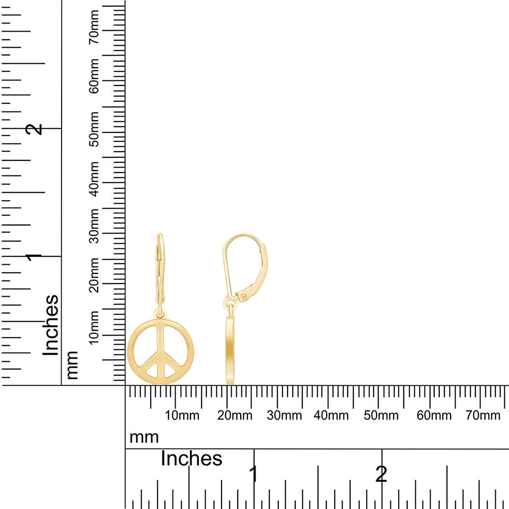 AFFY Peace Sign Lever Back Dangle Earrings Jewelry for Women in 14k Yellow Gold over Silver