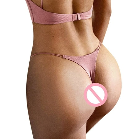 Hamky Womens Underwear Thongs for Women Womens Solid Underwear V String Thong Panty Lingerie Cotton Underwear Seamless Underwear Pink S