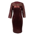 thumbnail image 4 of hirigin Women's Plus Size Midi Dress, Sparkle Sequin 3/4 Sleeve Round Neck Slim Fit Party Dress, 4 of 8
