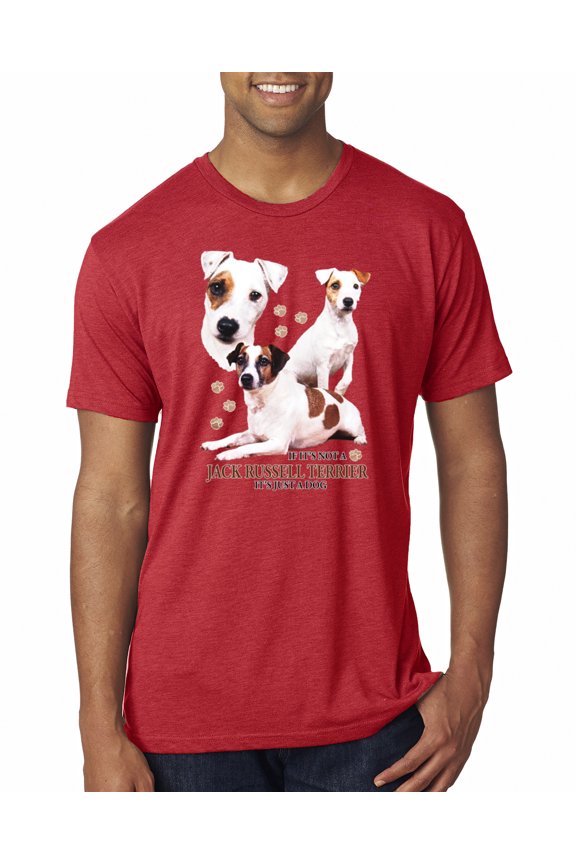 If It's Not a Jack Russell Terrier It's Just a Dog | Mens Dog Lover Premium Tri Blend T-Shirt, Vintage Red, Large
