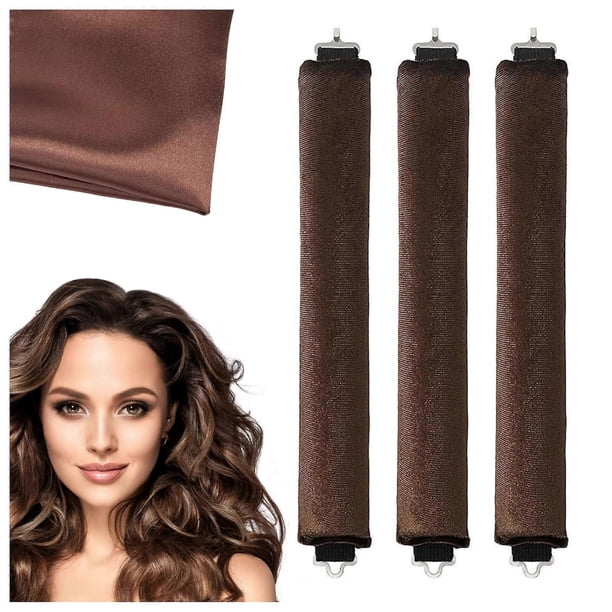 Rizadores de pelo sin calor, de terciopelo, con gancho elástico para ondas sin calor durante la noche.