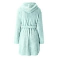 thumbnail image 3 of Clearance Sale! Women's Solid Colour Long Sleeve Pocket Hooded Knee Short Plush Pajamas Robe Homewear Bathrobe, 3 of 4