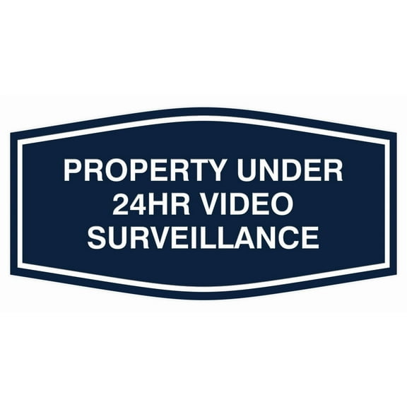 Signs ByLITA Fancy Property Under 24Hr Audio and Video Recording Sign (Navy Blue/White) - Large 1 Pack