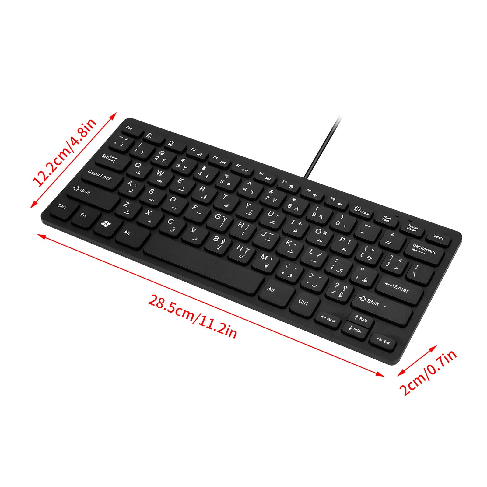 Slim USB Wired Keyboard 78 Keys Arabic for Laptop Desktop Black