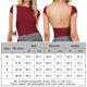 thumbnail image 2 of Blusas Cortas Mujeres Crop Tops Backless Crew Neck Slim Fit Tee Sexy para ir de compras (vino rojo S) Ygjytge para Mujer Vino rojo T L, 2 of 7