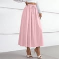 thumbnail image 2 of YgkuHd Maxi Skirts for Women Casual Summer Solid Color Loose High Waist A-line Half Body Elastic Waist Drawstring Skirt Long Skirts for womens clothes Summer,Pink_S, 2 of 7