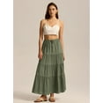 thumbnail image 4 of Faldas Largas Escalonadas para Mujer, Plisadas, en Forma de A, con Cintura Elástica Ajustable y Cordón Ajustable, Falda Larga . Verde L, 4 of 10