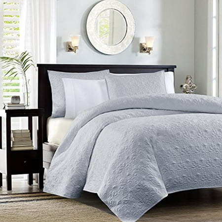 Madison Park Quebec Dusty Pale Blue 3 Piece Quilted King Coverlet