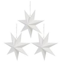 ROSENICE 3Pack Decorative Lampshade with Star Shaped and Square Holes 14.2x14.2x6.3in in White Paper for Christmas