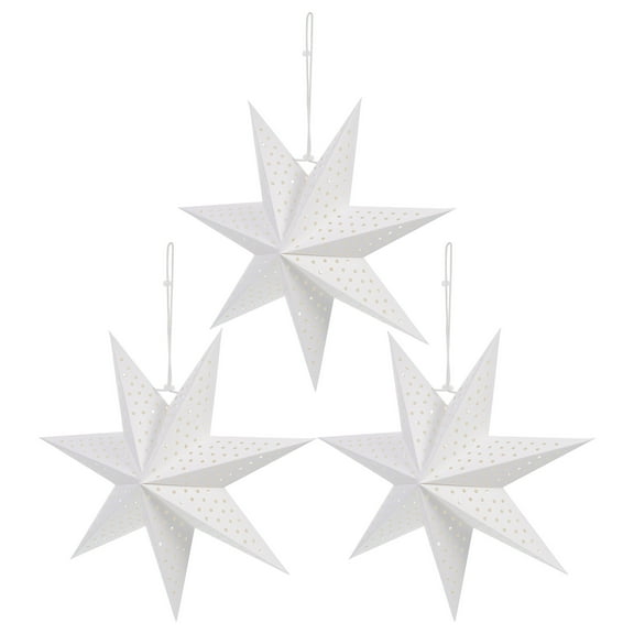 ROSENICE 3Pack Decorative Lampshade with Star Shaped and Square Holes 14.2x14.2x6.3in in White Paper for Christmas