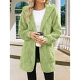 thumbnail image 4 of Chaqueta de Mujer con Cremallera, Bolsillos, Sudadera Larga Extragrande con Capucha, Mangas Largas y Suave, Abrigo de Peluche Cálido Verde XXL, 4 of 8