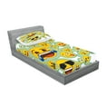 thumbnail image 2 of Ambesonne Emoji Funny Fitted Sheet & Pillow Sham Set, Yellow Faces Hearts Art, Twin, White Pale Blue Mustard, 2 of 2