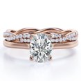 thumbnail image 1 of JeenMata Juego de 4 Puntas - Forma Ovalada de 1,75 Quilates - Juego de Boda con Caña Retorcida Pavé - Baño de Oro Rosa de 18 K sobre Plata (Personaliza la Banda de Tu Anillo de Bodas), 1 of 5