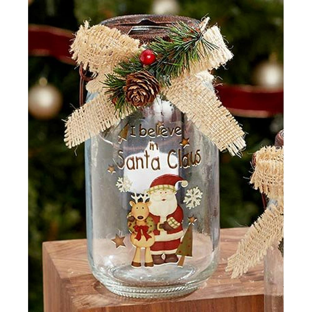 Holiday LED Mason Jars (Santa Claus)