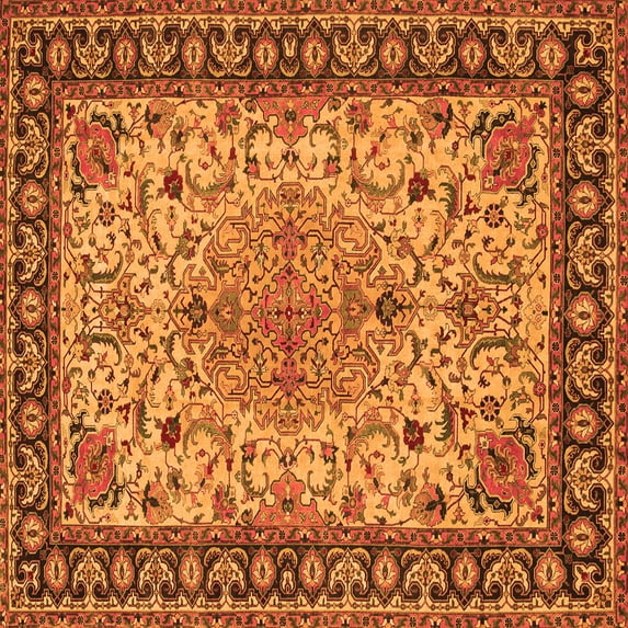 Ahgly Company Indoor Square Persian Orange Traditional Area Rugs, 4' Square