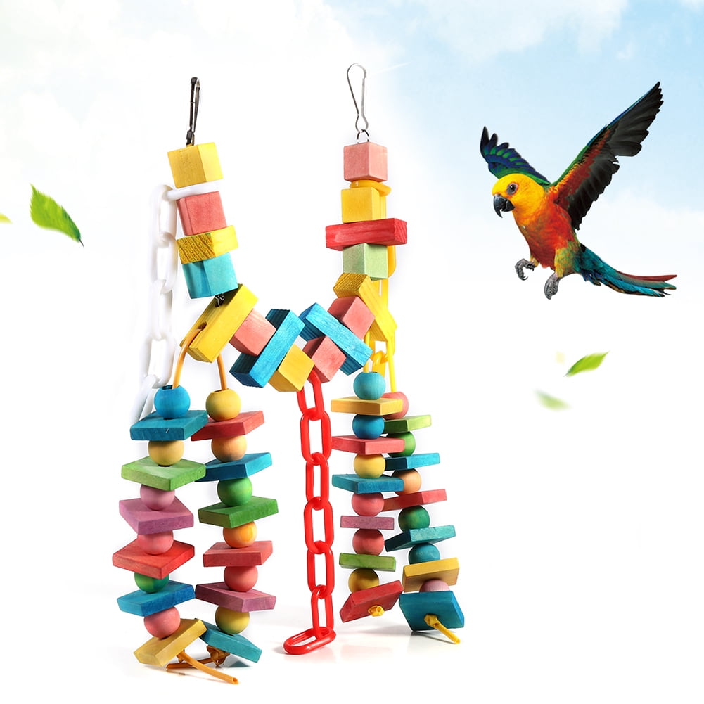 Colorful Wooden Wheel Biting Toy Hanging Swing Perch for Small Parrots Budgies Parakeets Conures Cockatiels Love Birds HEEPDD Parrot Chew Toys