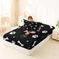 thumbnail image 4 of Manfei Minimalist Paw Twin Fitted Sheet, Dog Bone Silhouette Bedding, Black White, 2 Pieces, 1 Fitted Sheet and 1 Pillowcase, 4 of 6