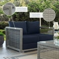 thumbnail image 4 of Modway Aura Modern Rattan & Fabric Outdoor Patio Loveseat in Gray and Navy, 4 of 7
