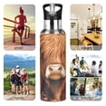 thumbnail image 5 of Highland Cow Hearts and Flowers Valentine Sports Bottle with Straw Stainless Steel Water Jug Portable Thermal Cup Leak-proof 1000ML, 5 of 9