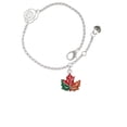 thumbnail image 2 of Delight Jewelry Silvertone Large Orange Fall Leaf Silver-tone Rose Link Chain Bracelet, 6.25"+1.75" Extender, 2 of 4