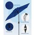 thumbnail image 3 of Parasol de Patio 7,5 Pi, Protection UV et Ombrage Imperméable, Parasol d'Extérieur pour Patio, Mât en Acier Robuste, 6 Nervures Robustes, Inclinaison à Bouton-Poussoir et Manivelle Facile pour Jardin, Terrasse, Cour Arrière, Piscine, 3 of 7