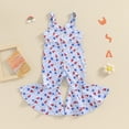 thumbnail image 4 of Okbabeha Toddler Girl 4th of July Outfit American Flag Jumpsuit Halter Bell Bottom Romper Jumpsuit Star Stripe Flare Pants, 4 of 8