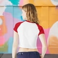 thumbnail image 5 of Dalix Heartly Ghost Short Sleeve Raglan Micro Rib Babe Tee Soft Cute Womens in Red XS X-Small, 5 of 5