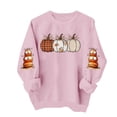 thumbnail image 3 of TKLPEHG Fall Pumpkin Sweatshirt for Women Plaid Pumpkin Graphic Pullover Vintage Halloween Thanksgiving Casual Long Sleeve Tops (Pink,M), 3 of 6