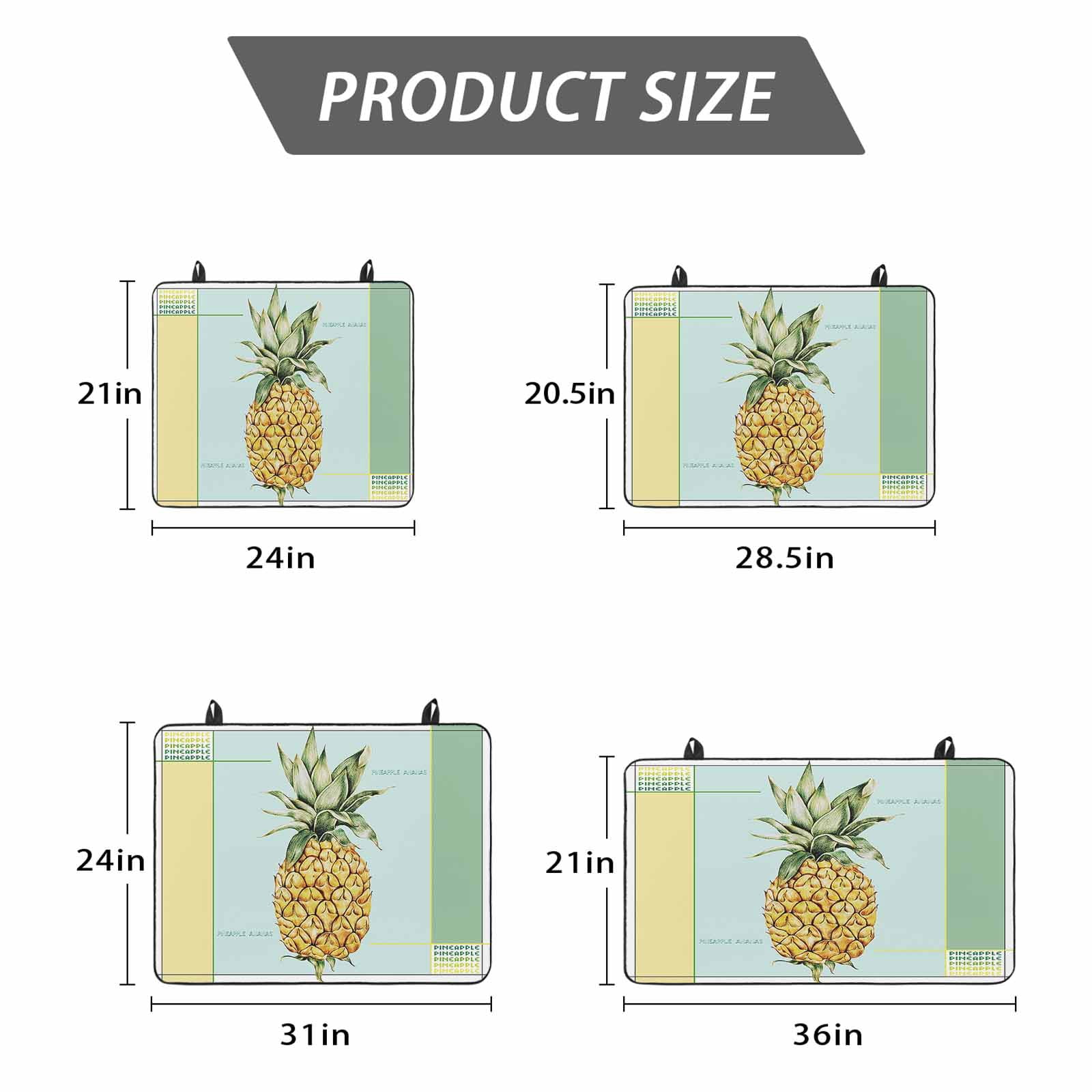 Summer Pineapple Stove Top Cover for Electric Stove, Heat-proof & Non Slip Glass Top Stove Cover Protector, Yellow Blue Green Striped Geometric Kitchen Flat Cooktop Rubber Mat 24x21 Inches
