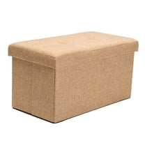 Simplify Faux Linen Double Folding Storage Ottoman in Camel