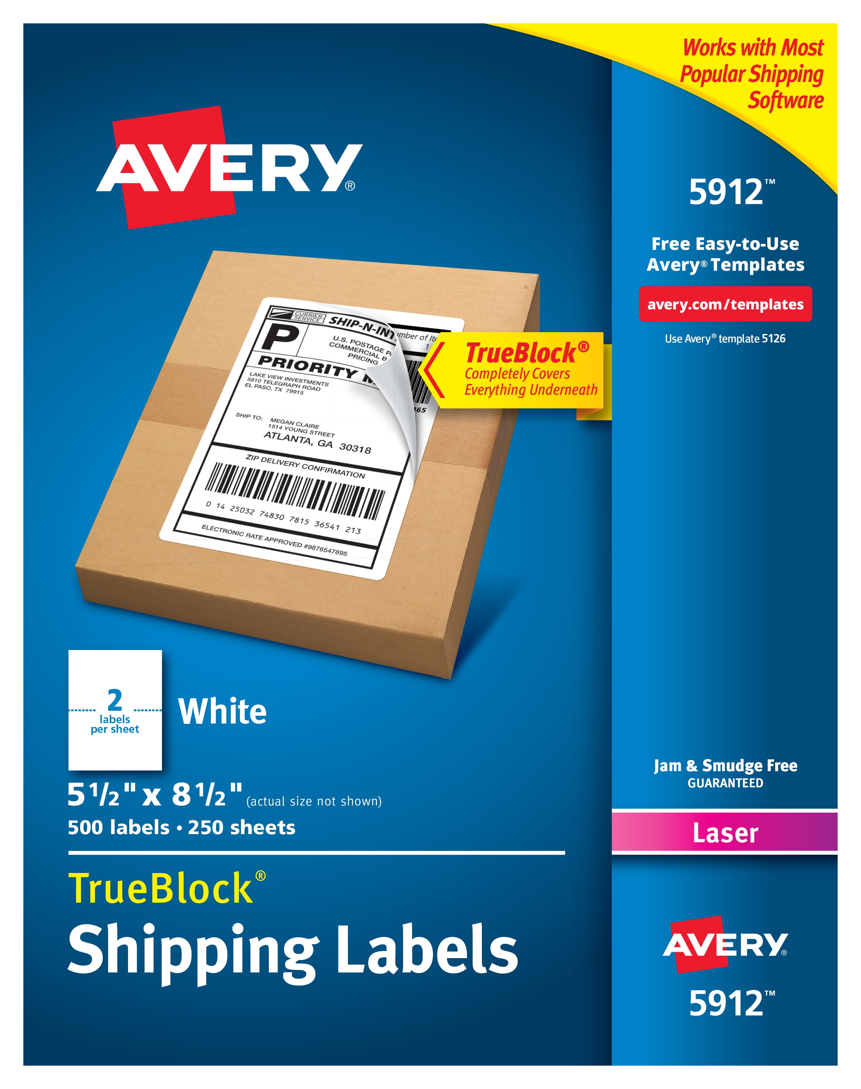 Economy Laser Printer 600 Half Sheet Shipping Labels 8.5 X 5.5" 
