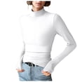 thumbnail image 2 of felwors Women's Turtleneck Thermal Base Layer Top - Brushed Fleece Lined, Moisture-Wicking Long Sleeve Slim Fit Shirt for Cold Weather White, XXL, 2 of 7