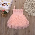 thumbnail image 2 of Toddler Girl Dress Pink Princess Dress Spaghetti Strap Ruffled Bubble Party Tulle Tutu Wedding Dress, 2 of 7