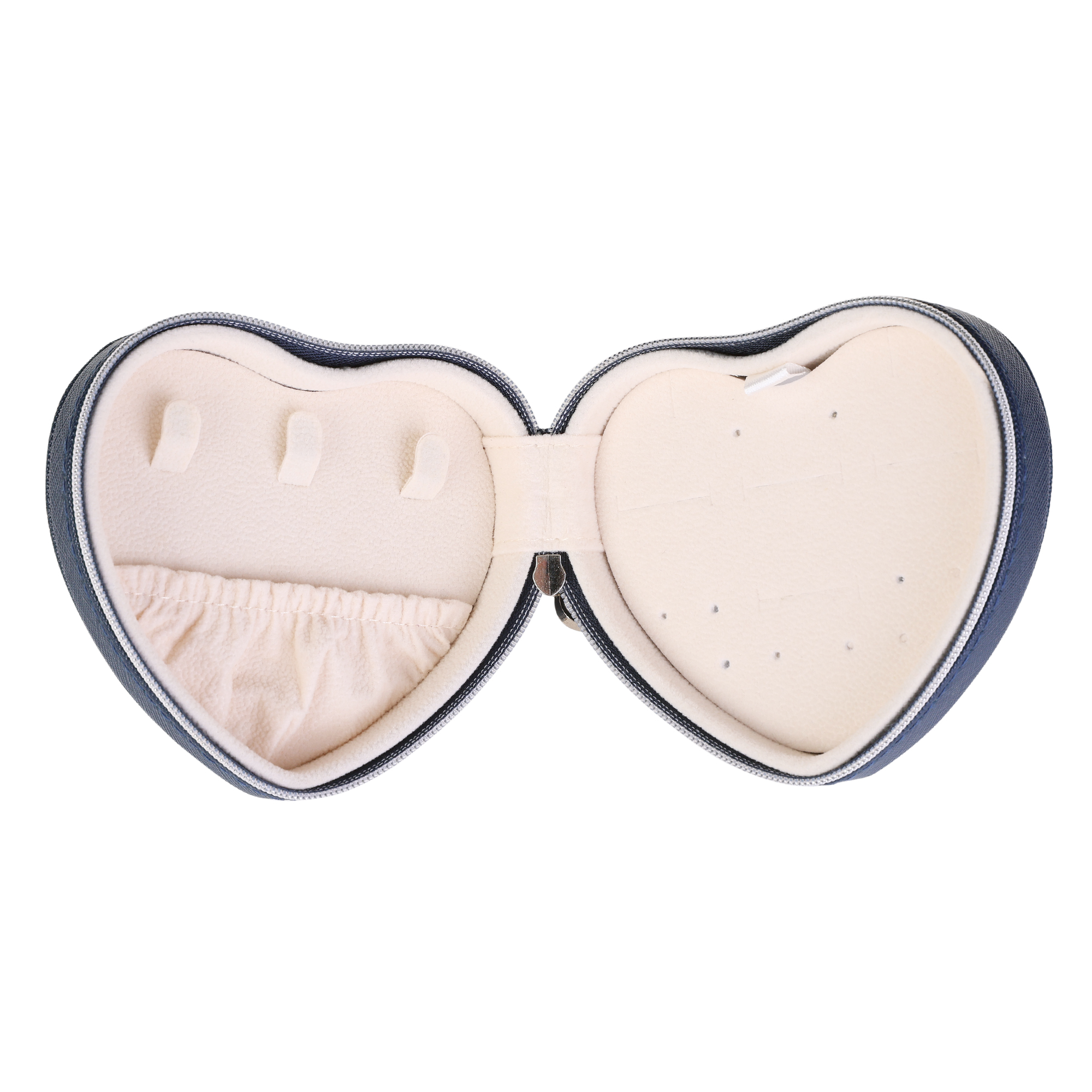 Unique Bargains Jewelry Box Mini Heart-shaped Portable PU Leather Jewelry Organizer Blue