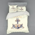 thumbnail image 2 of Ambesonne Ocean Bedding Set 3 Pcs, Vintage Style Anchor Sign, Twin, Orange Blue Yellow, 2 of 3