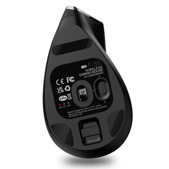 Ergonomic ZELOTES F-36 Wireless Vertical 2.4G  Mouse Full Color Light 8 Key Programming Five Movement Speed Game Mouse Built-in 730mah Lithium Battery White
