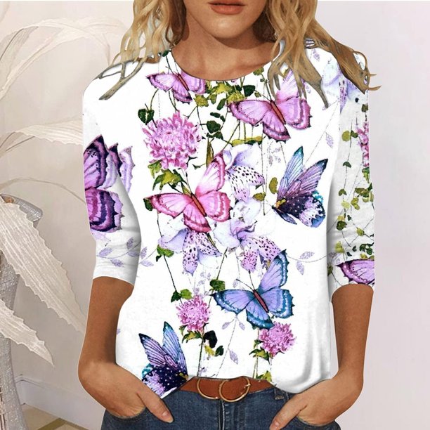 ICHUANYI ClearanceWomen's Print Long Sleeve Tops Loose Blouse Casual Tee Tunic(Pink, XL) ICHUANYI WER20232080502050