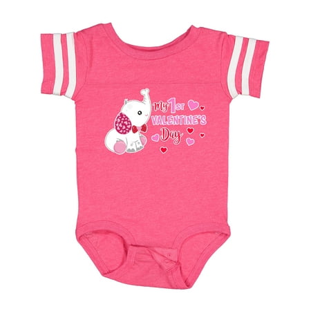 

Inktastic My 1st Valentine s Day with Elephant Gift Baby Girl Bodysuit
