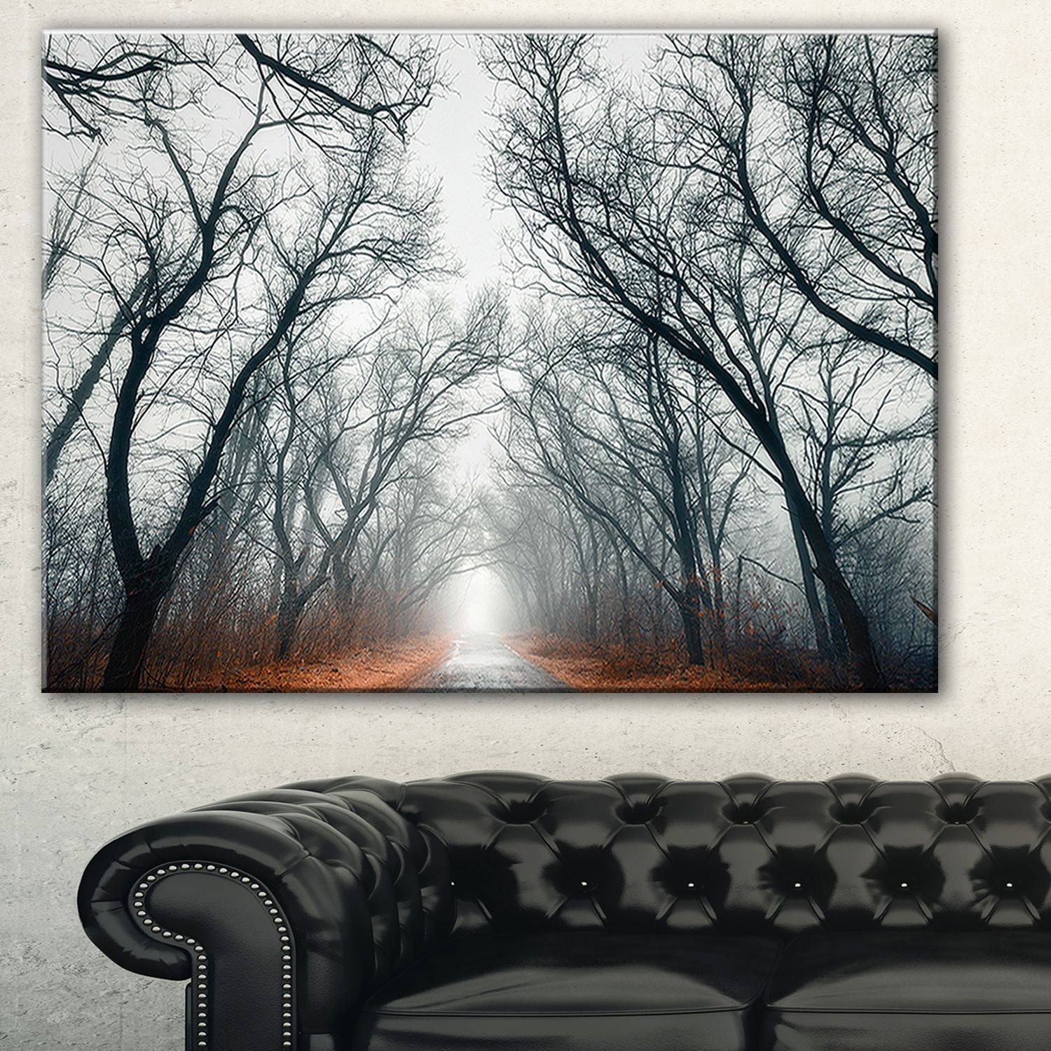 Design Art Mystic Road in Forest Landscape Photo Canvas Print