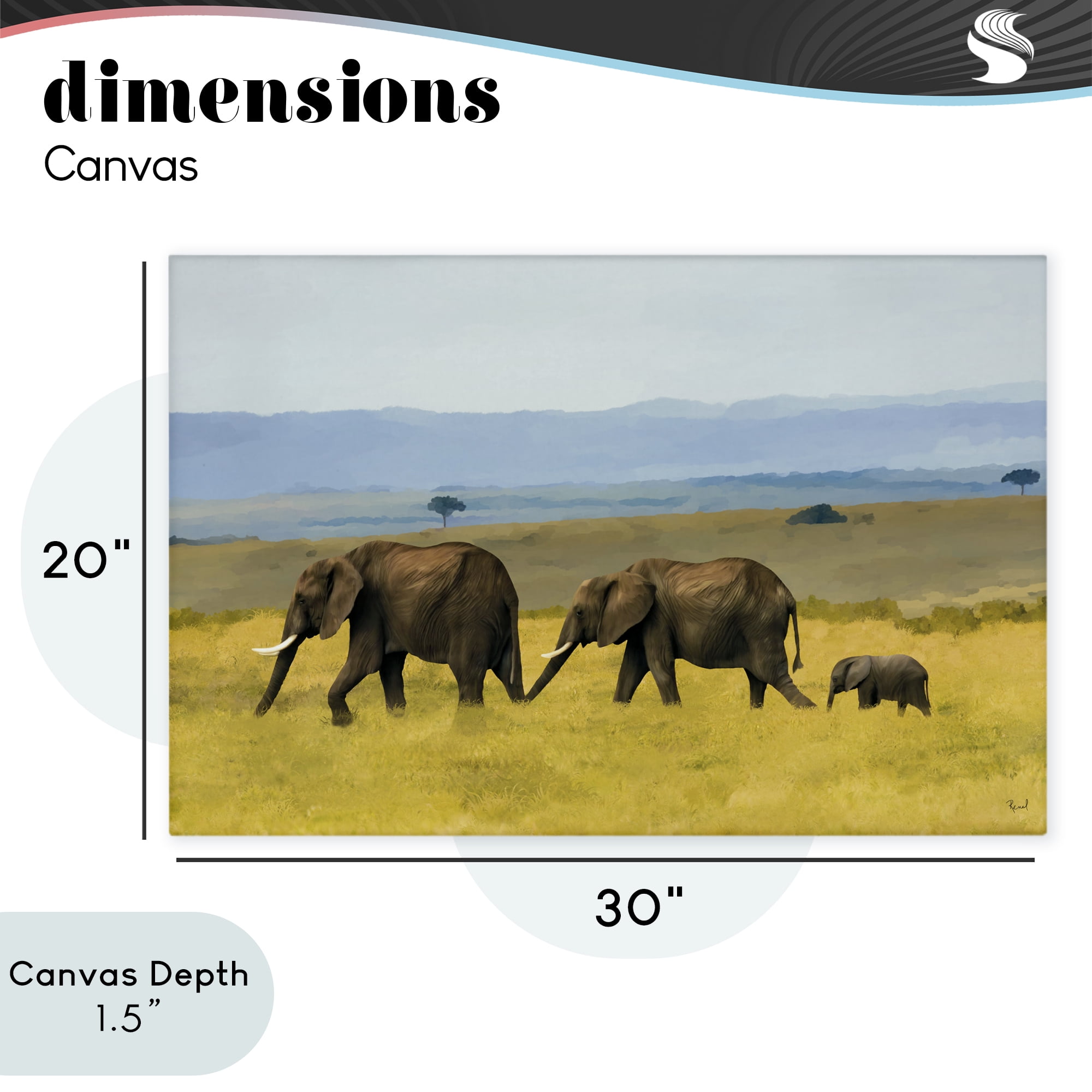 Stupell Industries Elephants In The Grassland Canvas Wall Art, design by Renel Peters